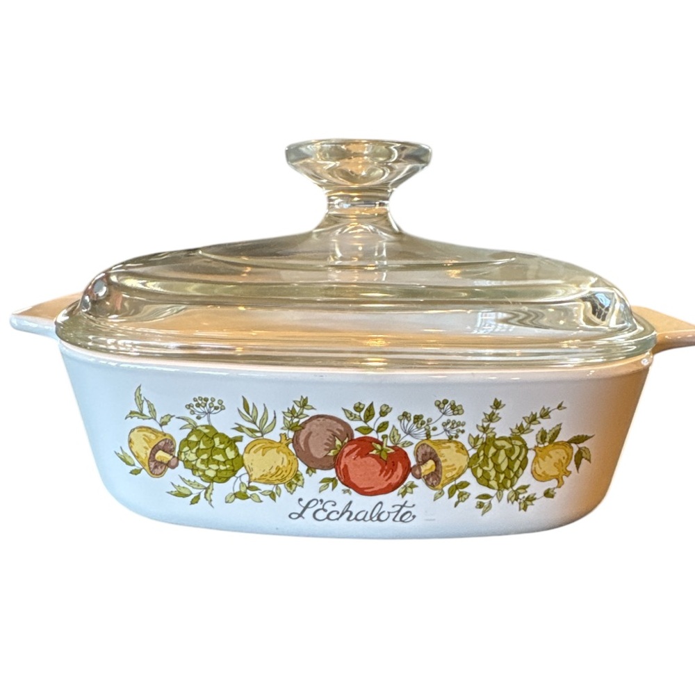 Vintage Corning Ware Spice of Life 1 Quart Square Casserole Dish & Lid A-1-B